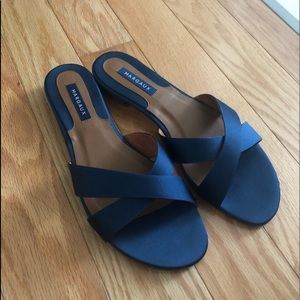 Margaux Blue Satin Flats